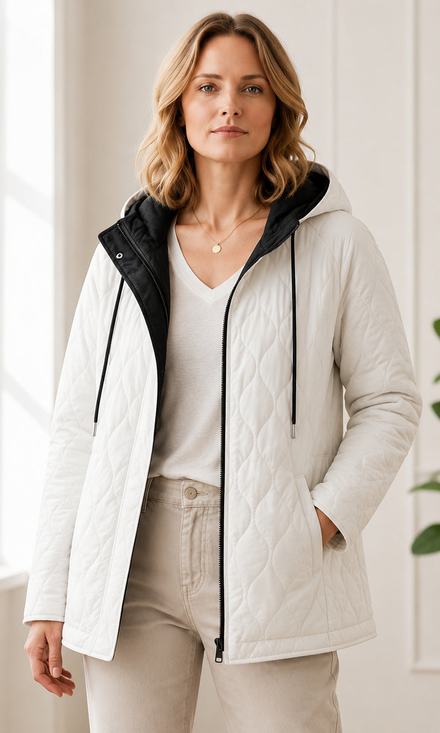 Reversible Hooded Quilted Jacket