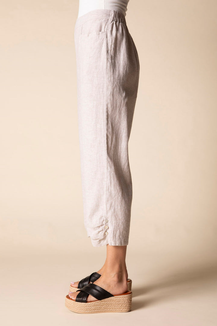 Linen Blend Straight-Leg Cropped Pants