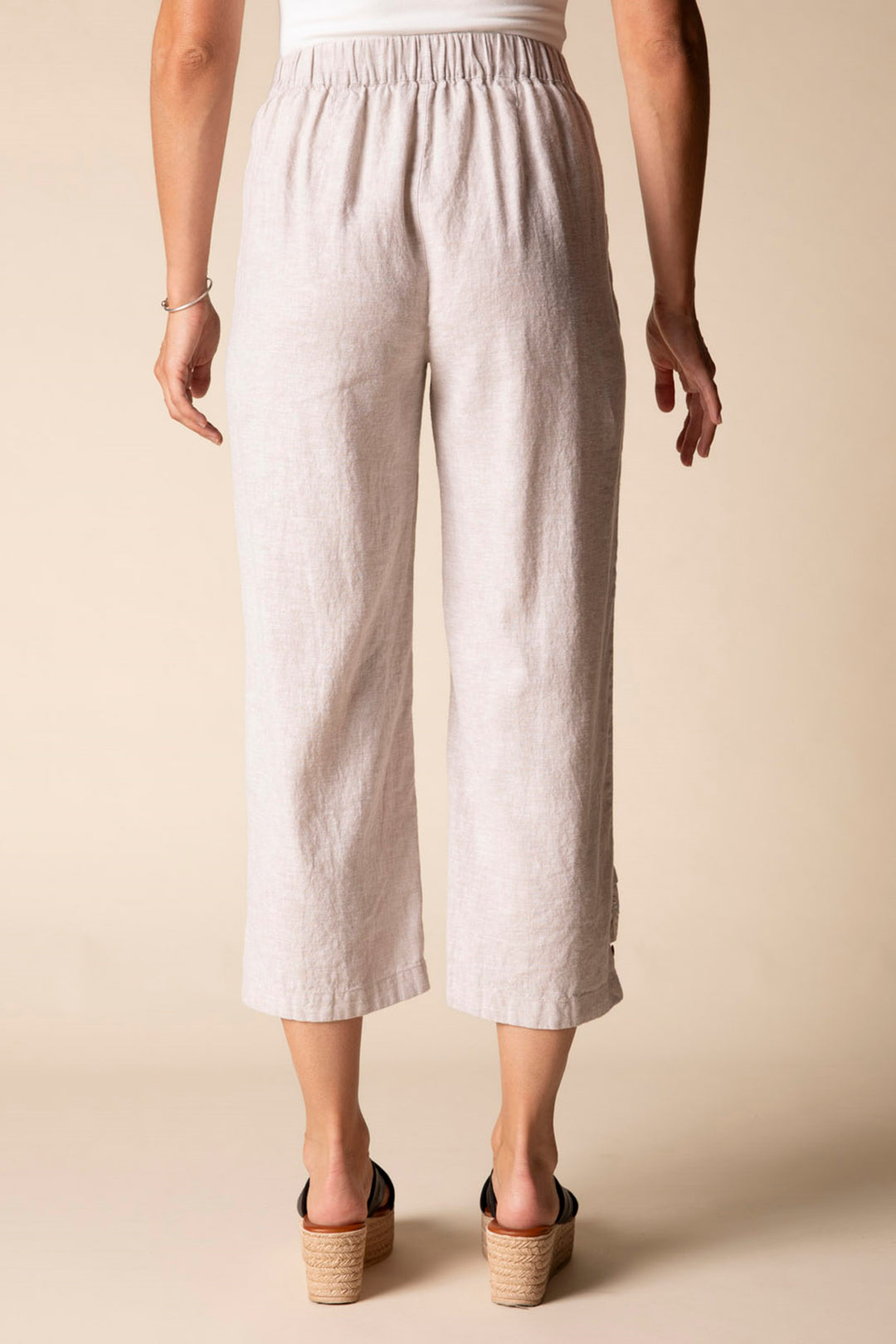 Linen Blend Straight-Leg Cropped Pants