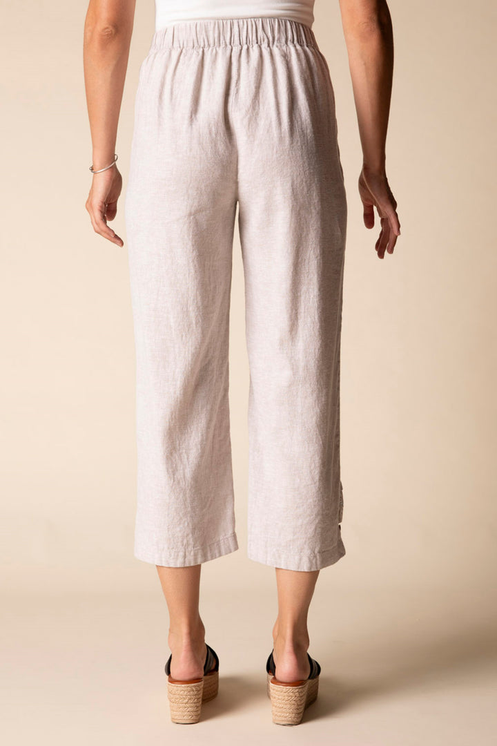 Linen Blend Straight-Leg Cropped Pants