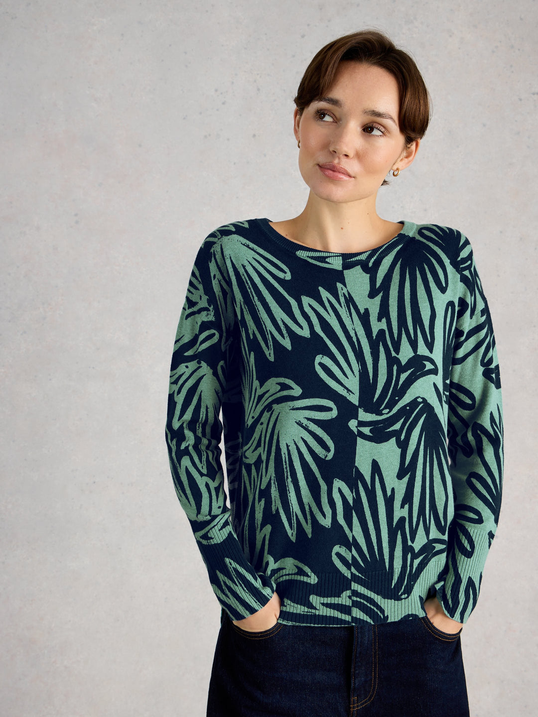 Abstract Print Knit Sweater