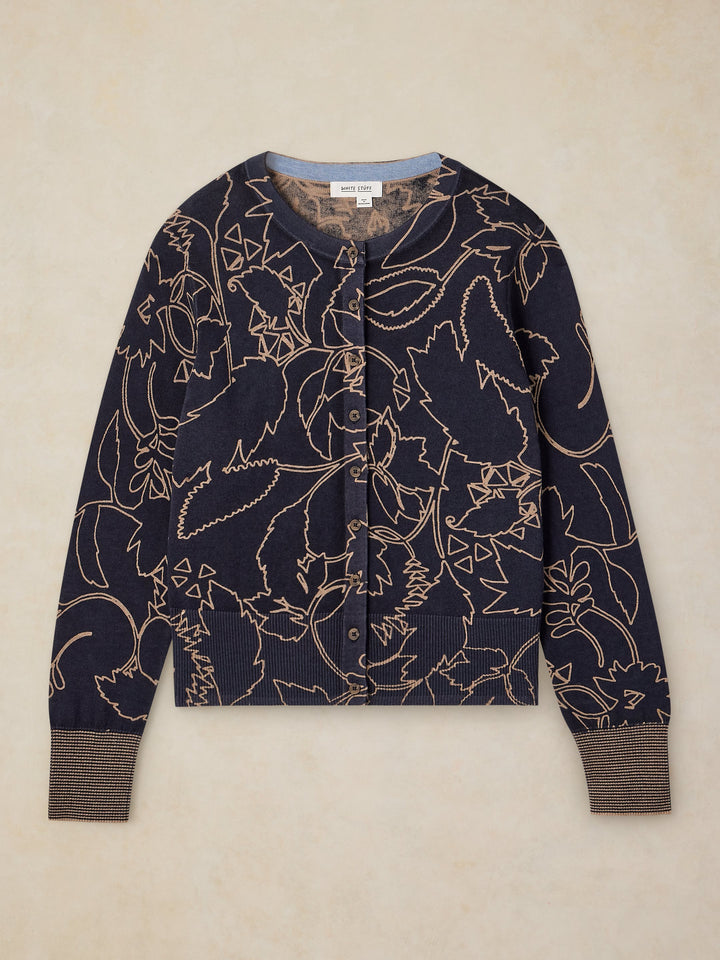 Floral Outline Organic Cotton Cardigan