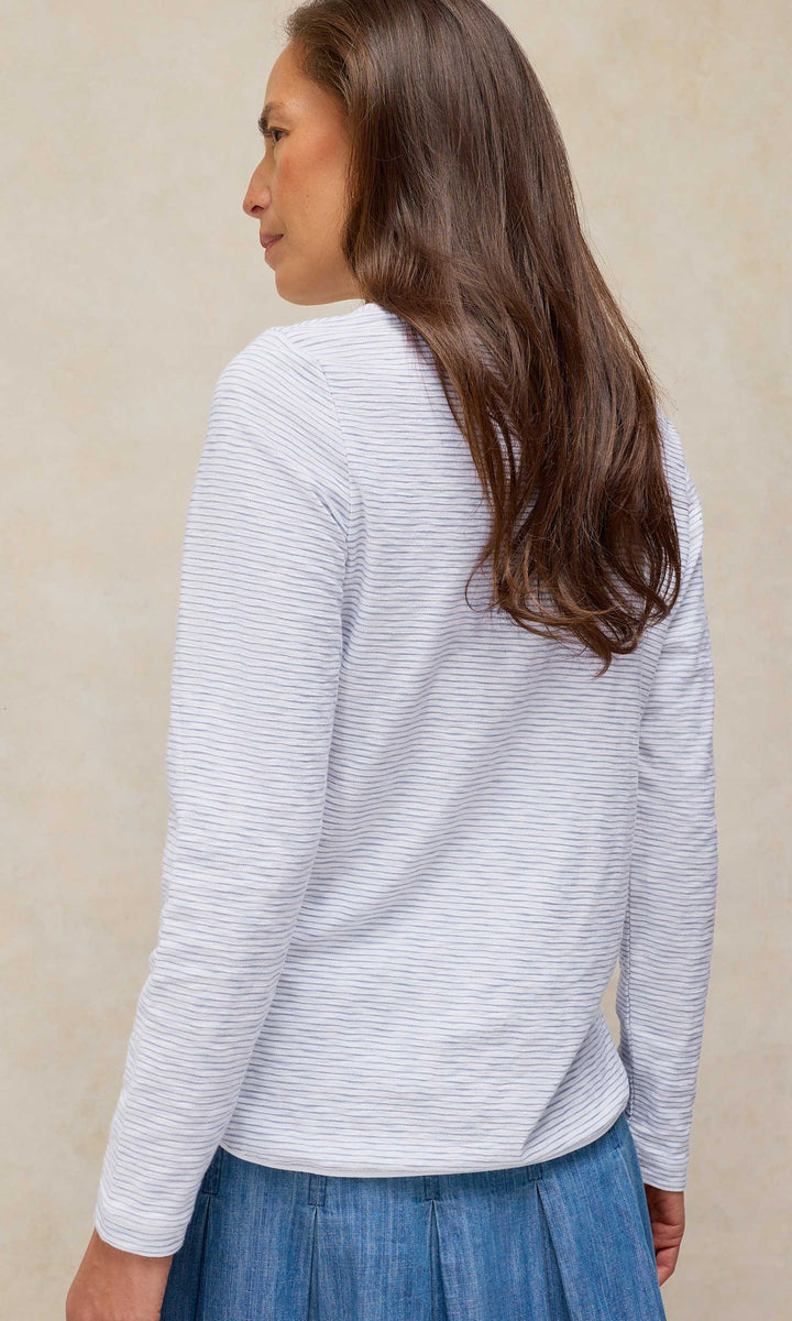 Textured Cotton Long Sleeve Top