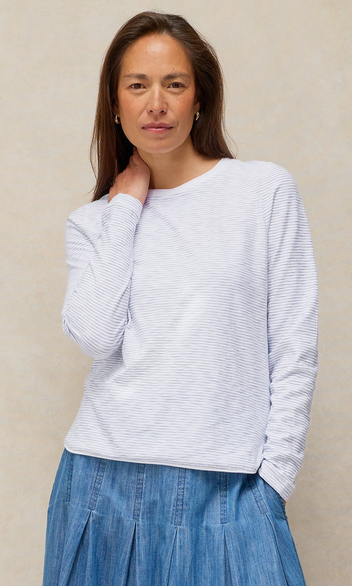 Textured Cotton Long Sleeve Top