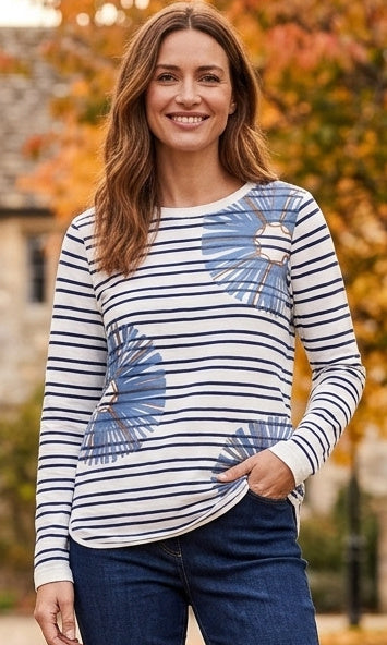 Printed Cotton Long Sleeve Top