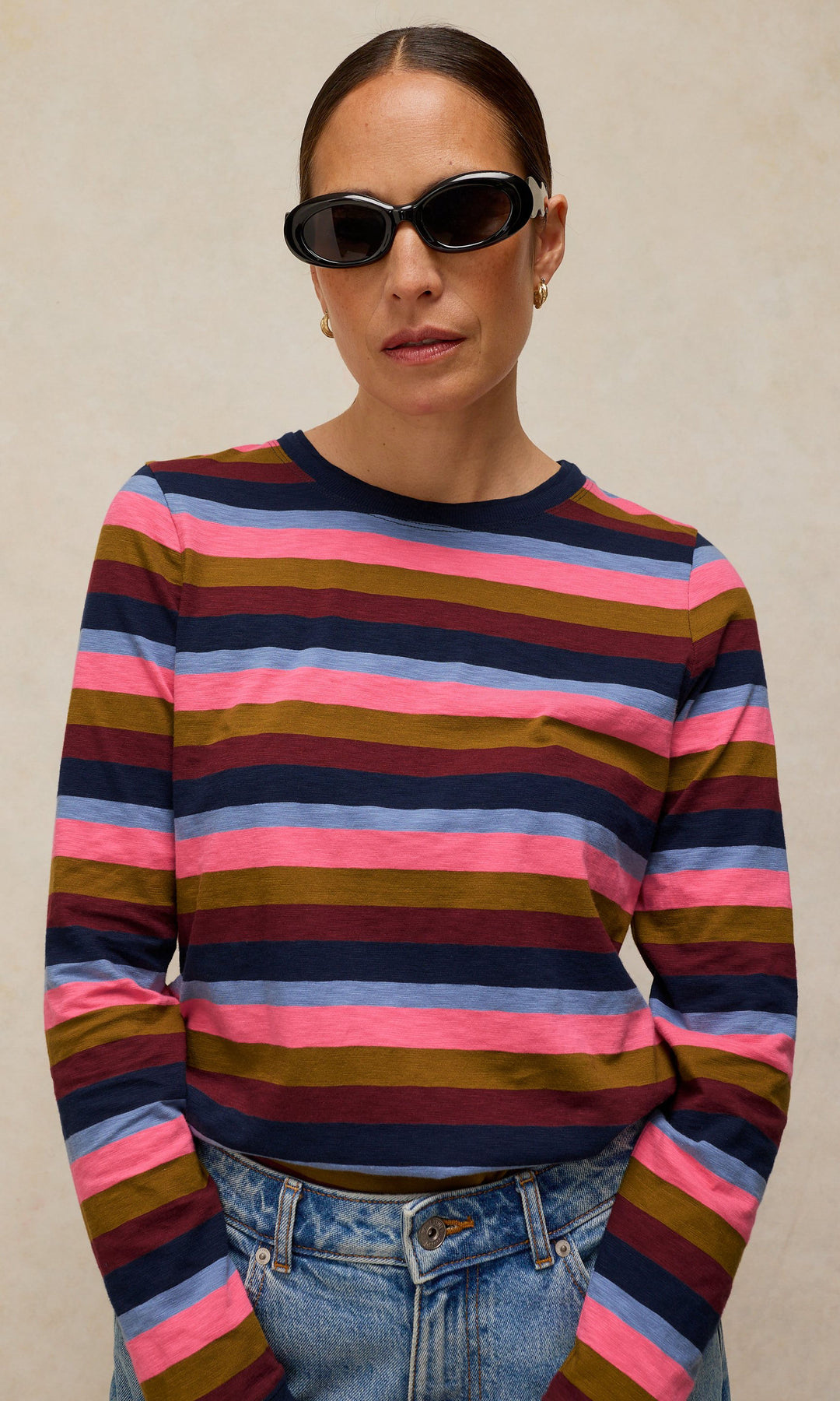 Striped Long Sleeve Cotton Top