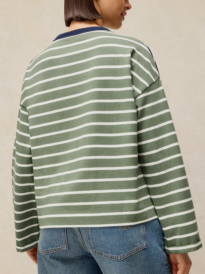 Colour Block Stripe Cotton Long-Sleeve Top