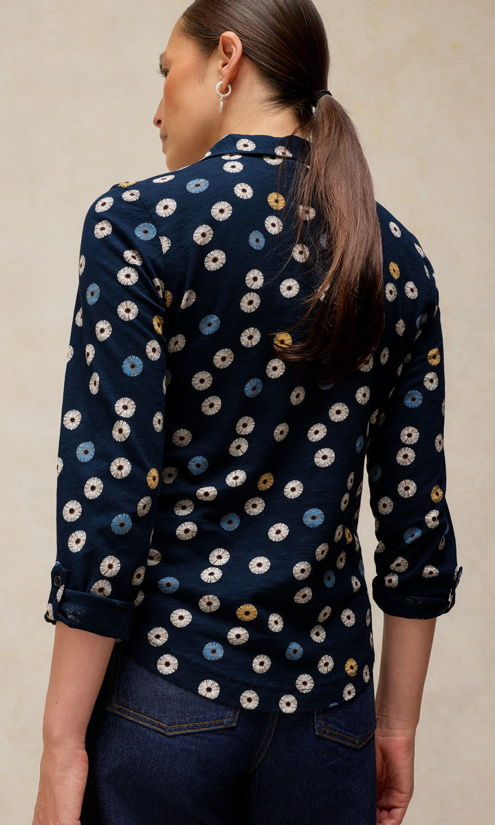 Printed Button Front Cotton Top