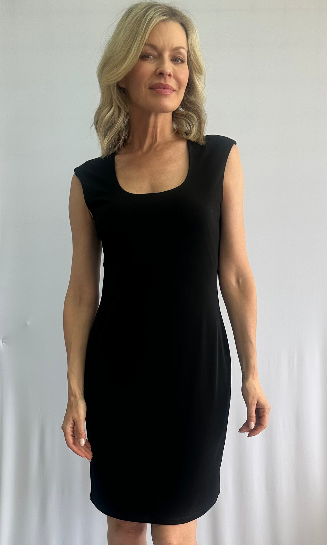 Cap Sleeve Oval Neck Dress