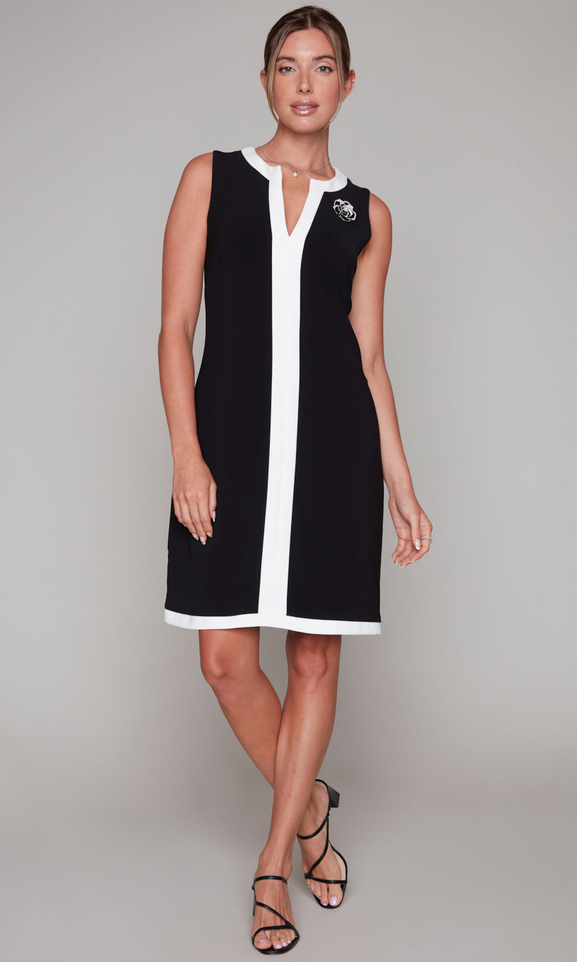 Contrast Trim Sleeveless Shift Dress