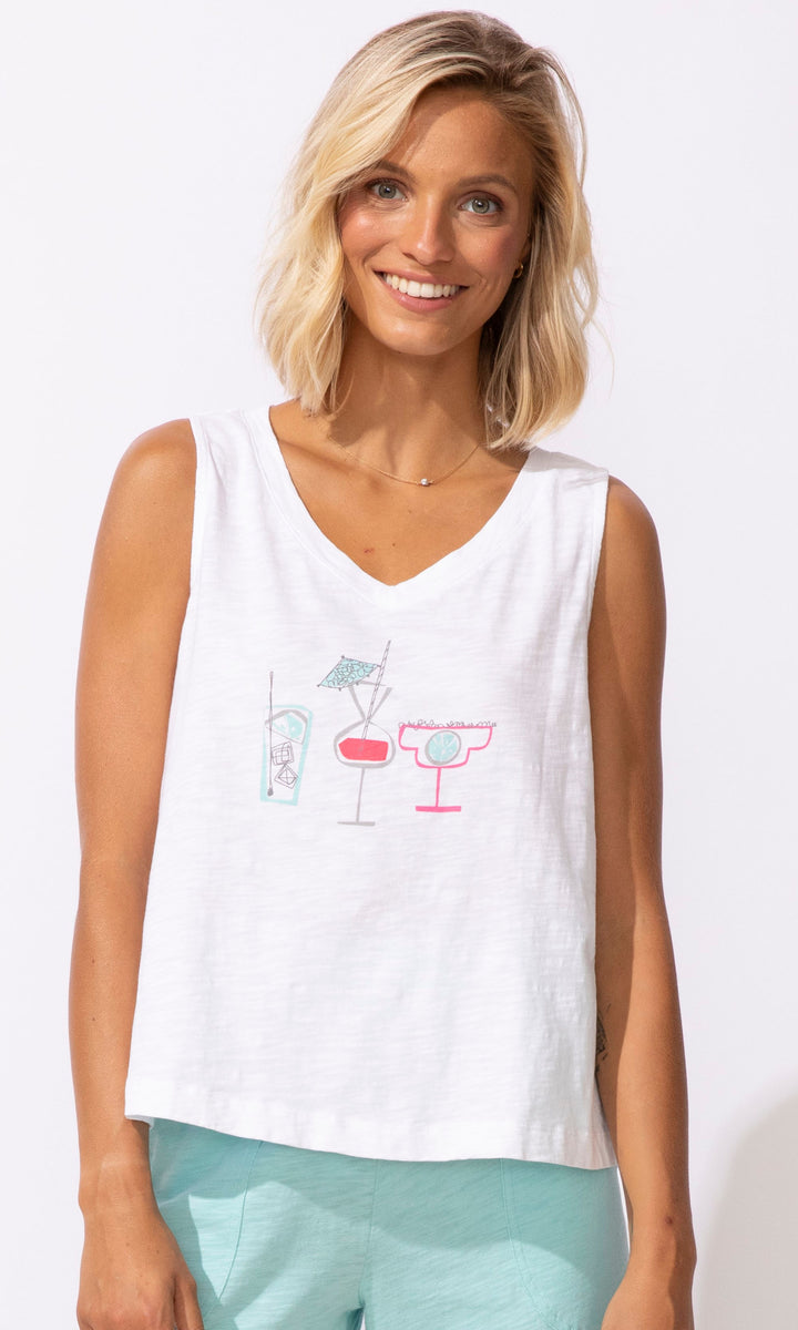 Cocktail Print Cotton Tank