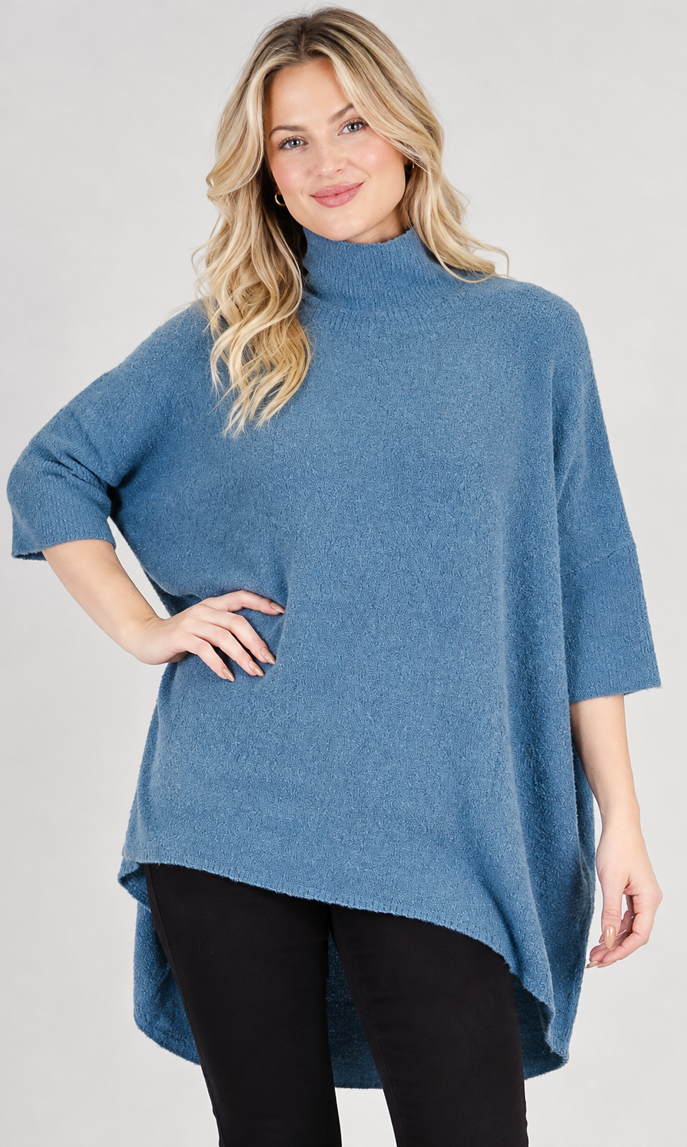 Mock Neck Poncho Style Sweater