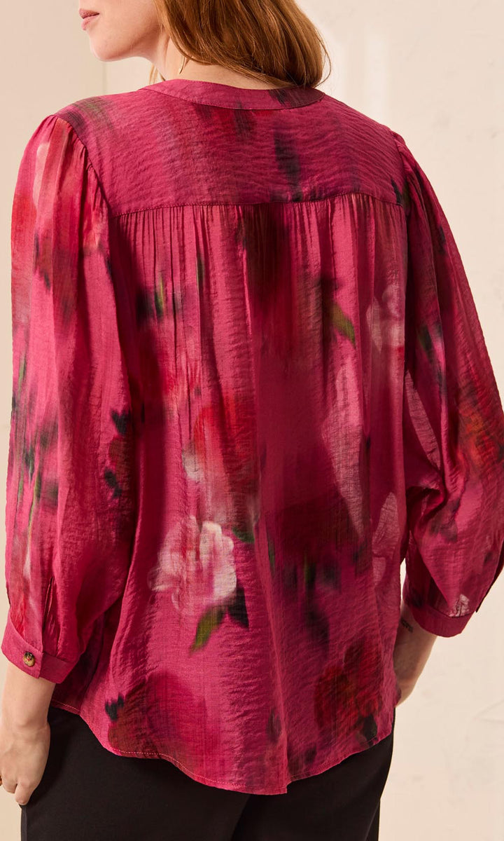 Printed Button-Front Blouse
