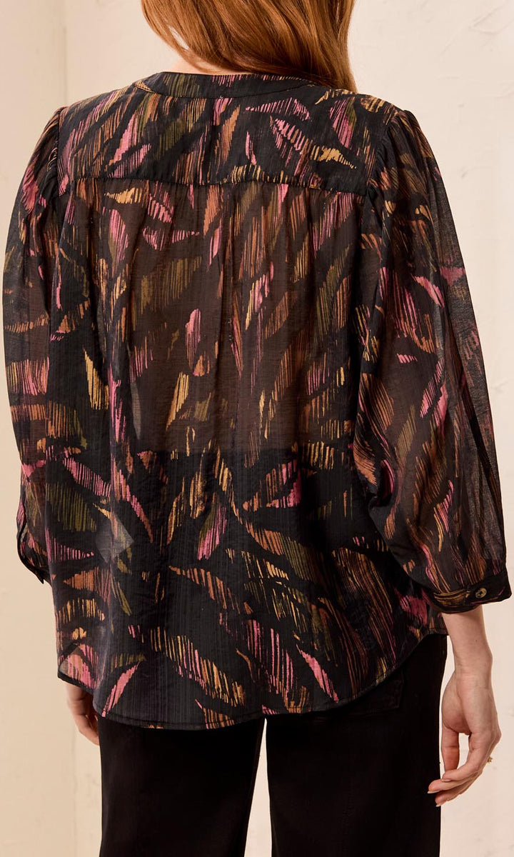 Printed Button-Front Blouse