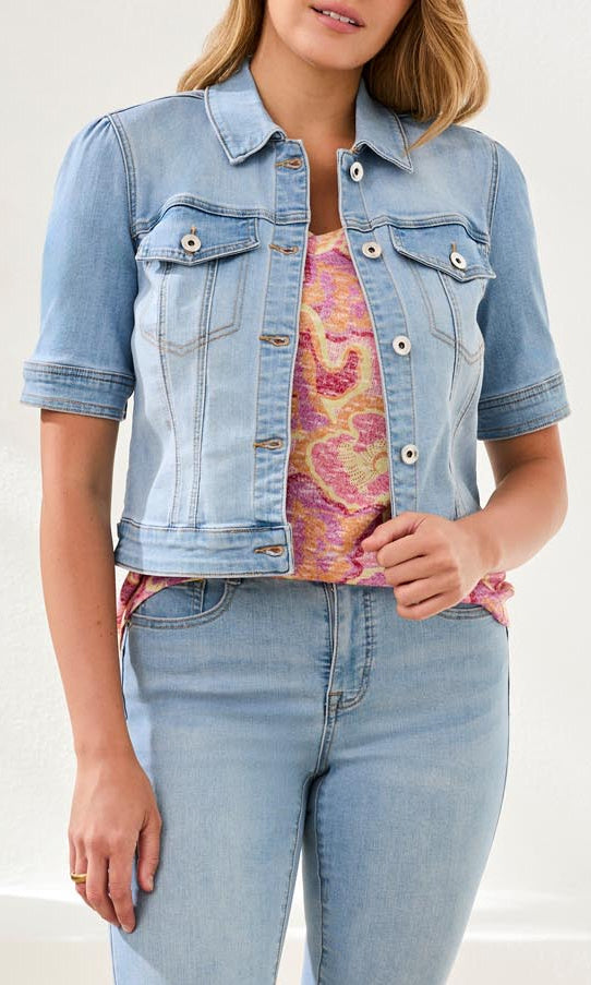 Elbow Sleeve Stretch Denim Jacket