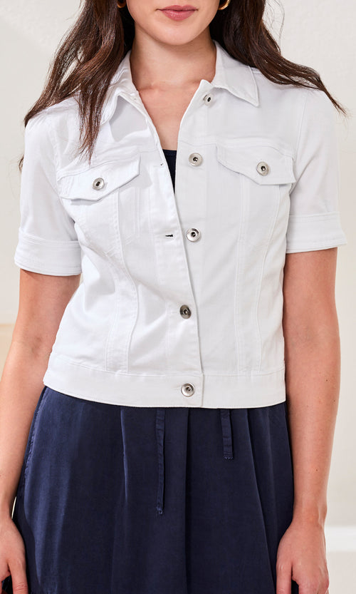 Elbow Sleeve Stretch Denim Jacket