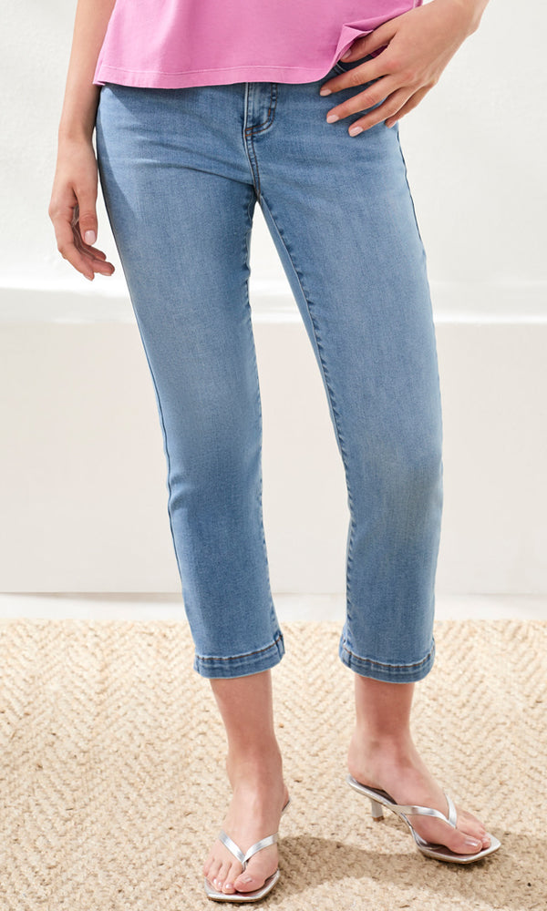 Mid Rise Cropped Slim Denim