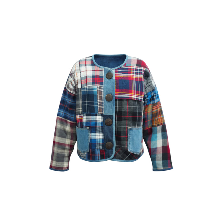 Patchwork Plaid Button Jacket