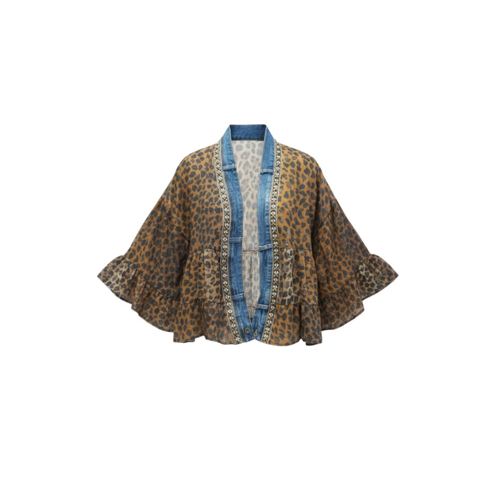 Leopard Print Ruffle Kimono