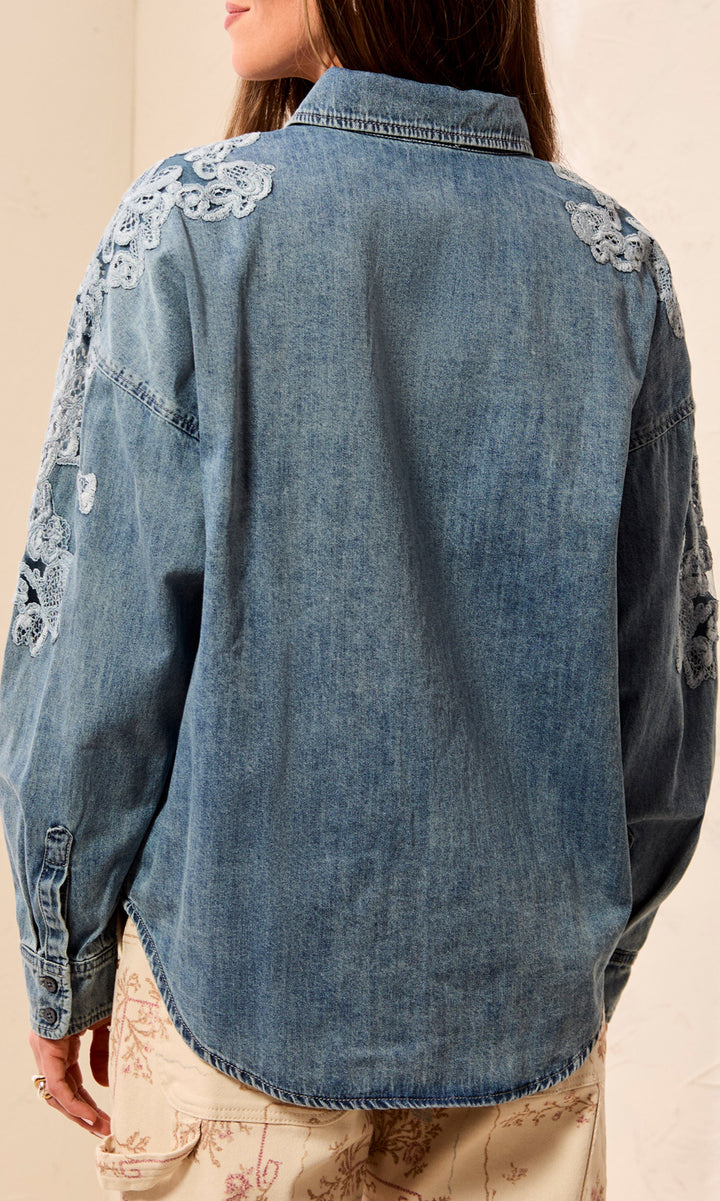 Lace Detail Denim Shirt