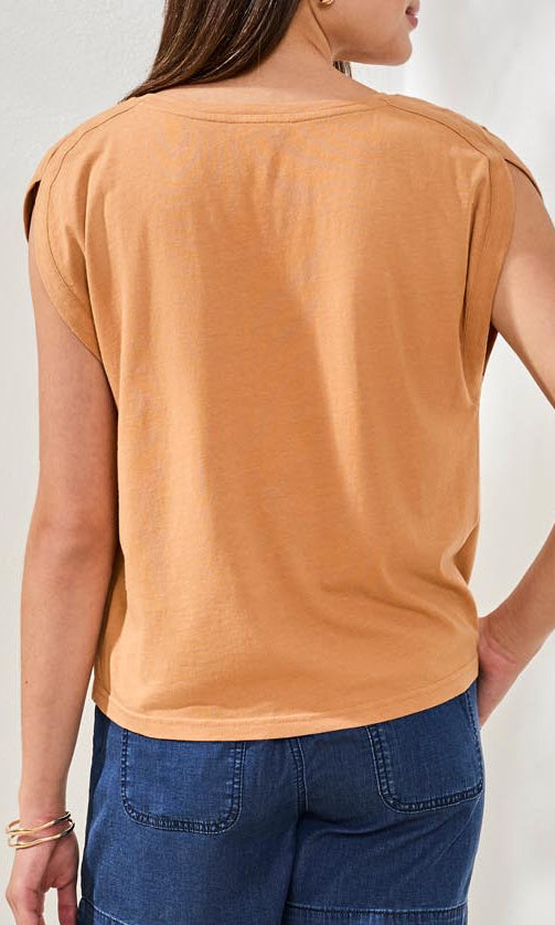 Relaxed Fit Cap Sleeve Knit Top