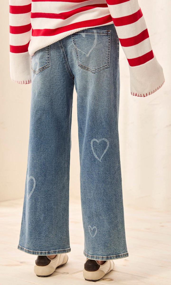 Heart Detail Wide Leg Denim
