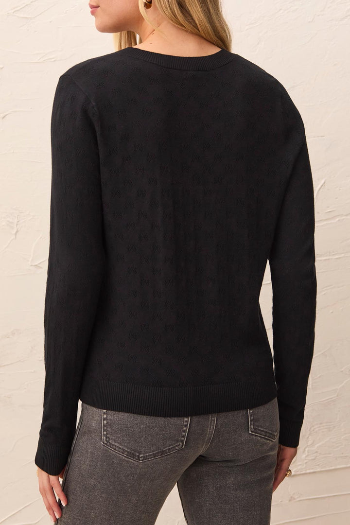 Pointelle Knit Pearl Button Cardigan