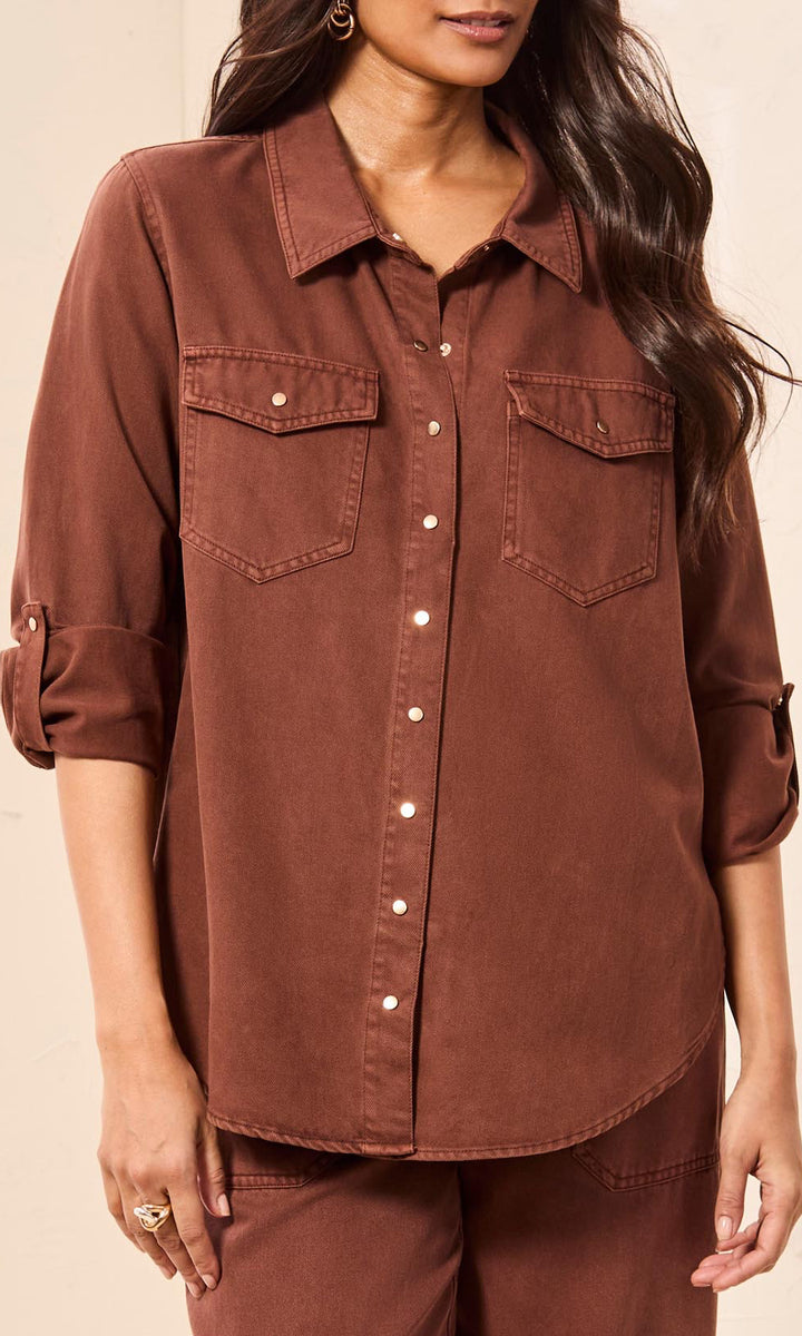 Washed Brown Utility Shirt