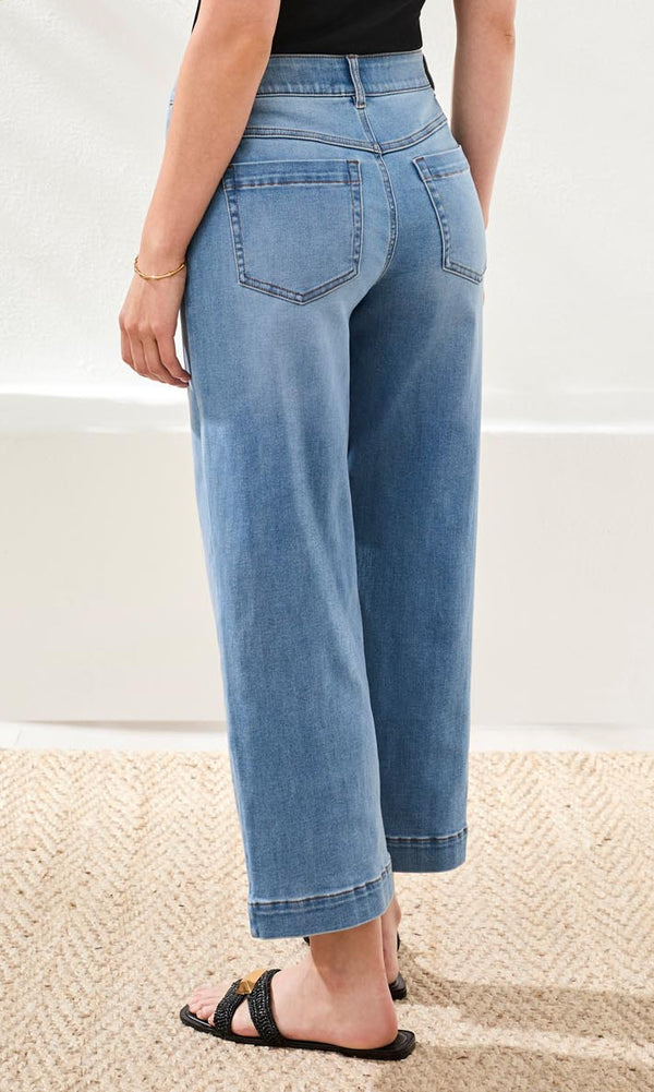 High Rise Cropped Wide Leg Denim