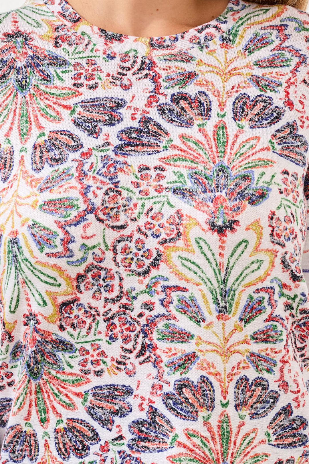 Tropical Print 3/4 Sleeve Knit Top