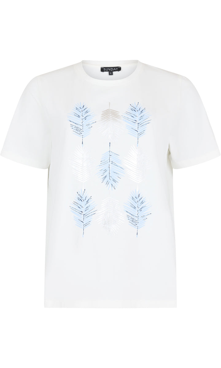 Feather Print Cotton Tee