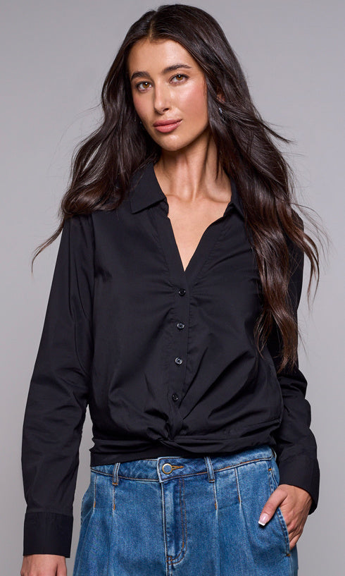 Twist Front Button Up Shirt