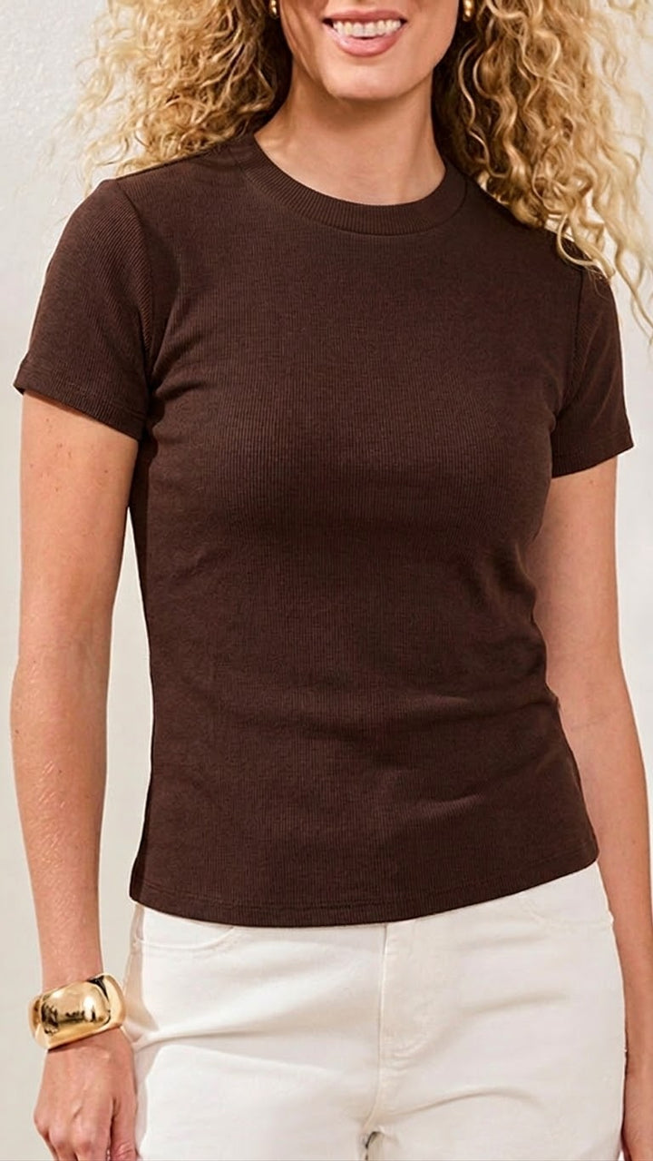 Ribbed Crew Neck T-Shirt