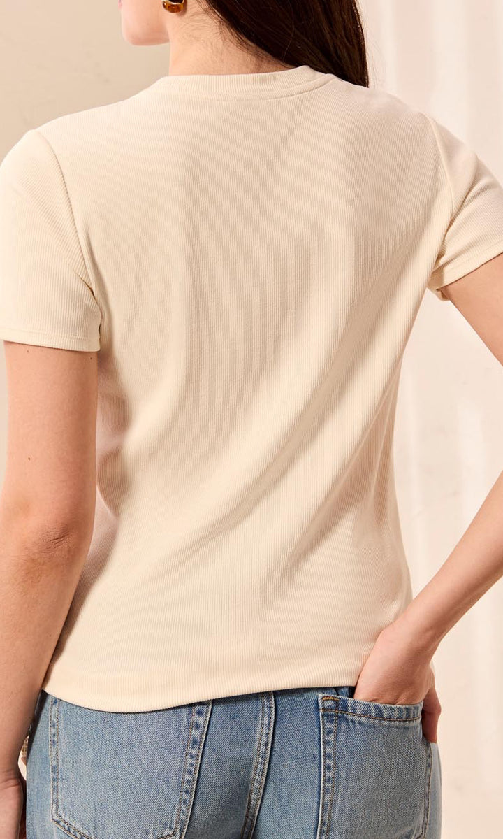 Ribbed Crew Neck T-Shirt