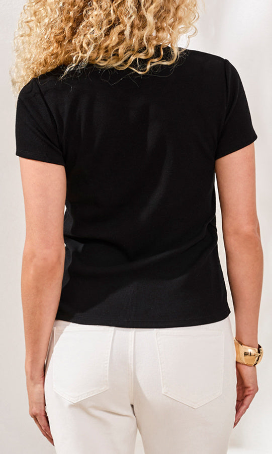 Ribbed Crew Neck T-Shirt