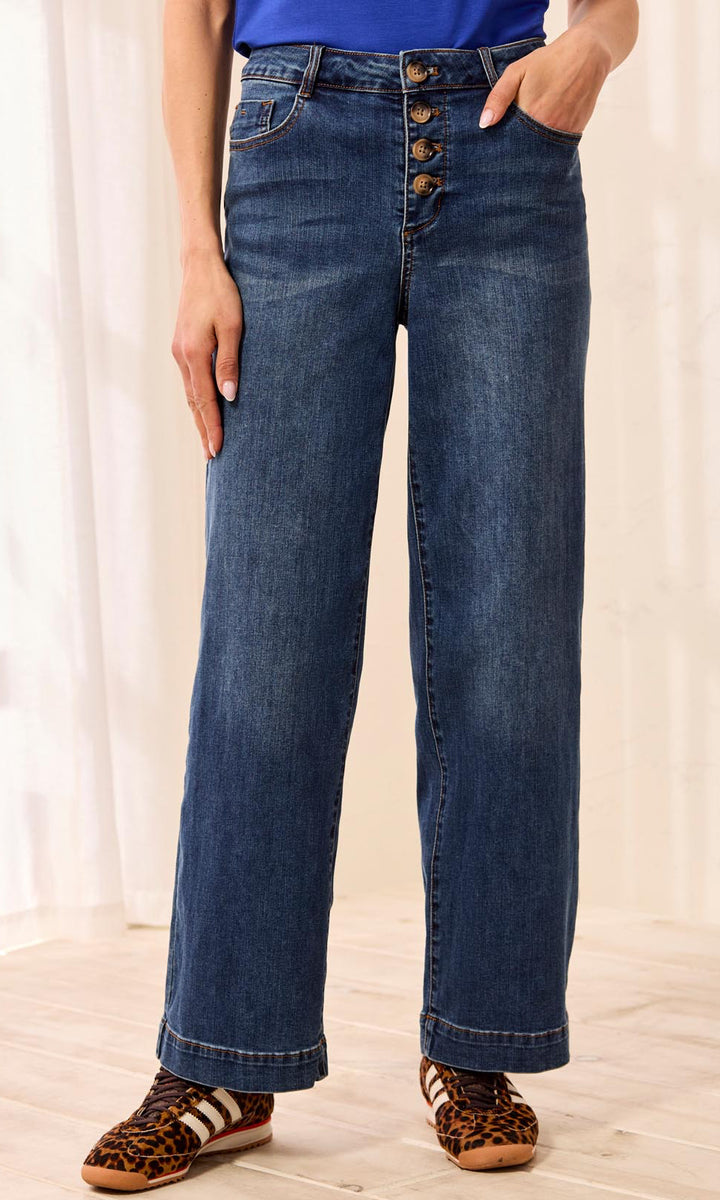 High-Rise Button Fly Wide Leg Jeans
