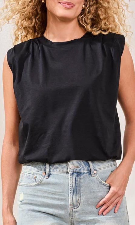 Padded Shoulder Sleeveless Tee