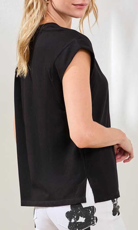 V-Neck Cap Sleeve Blouse