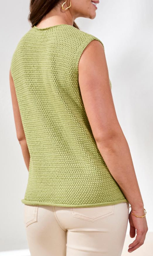 Textured Button Front Knit Vest