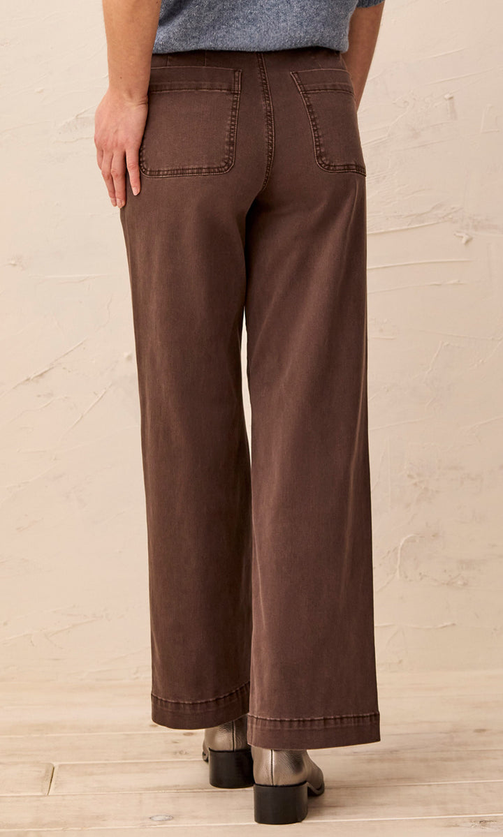 Button Pocket Cropped Wide Leg Pants