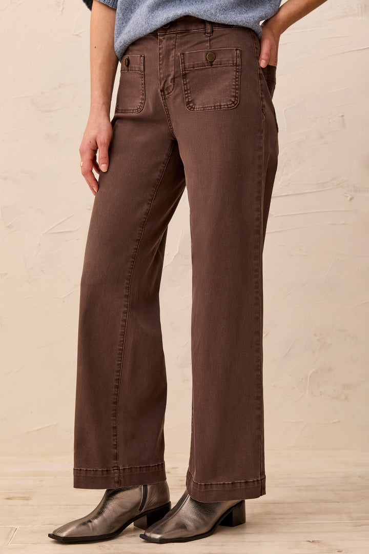 Button Pocket Cropped Wide Leg Pants