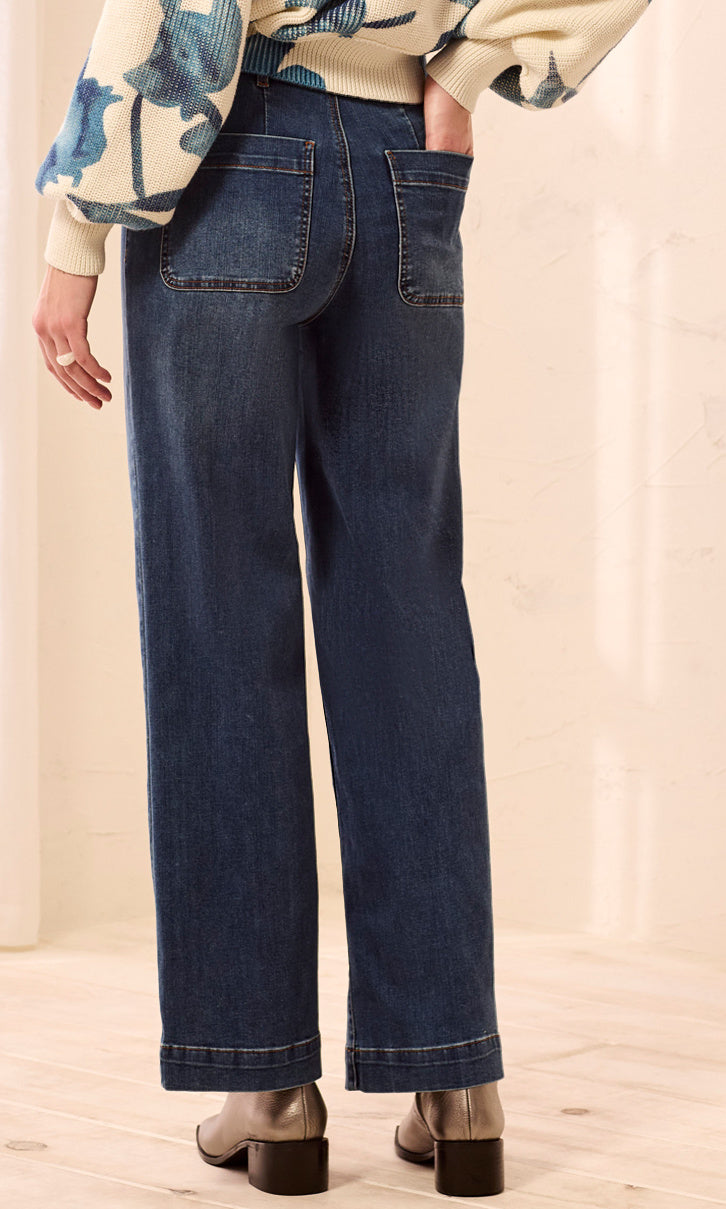Wide Leg Patch Pocket Jeans