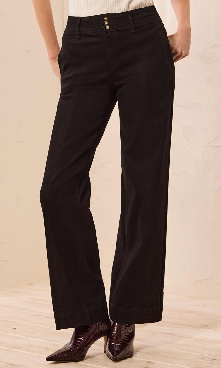 Triple Button Wide-Leg Jean