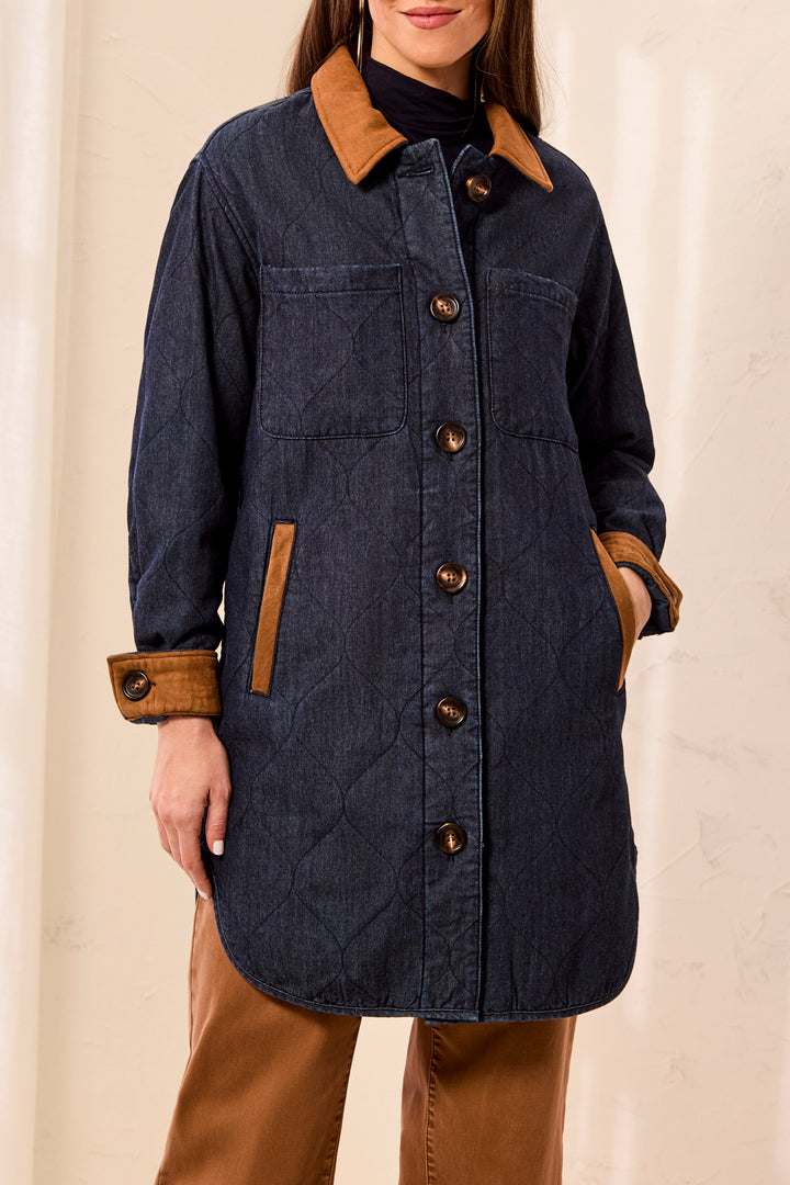 Quilted Denim Longline Jacket