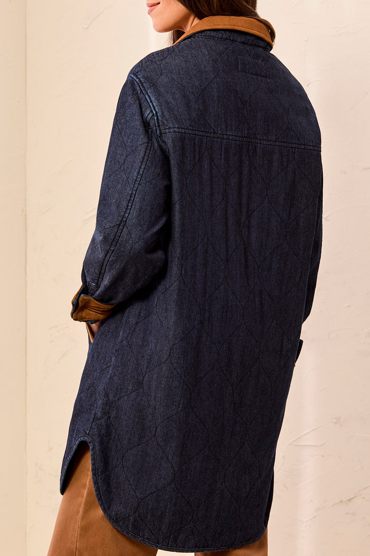 Quilted Denim Longline Jacket