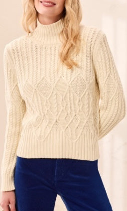 Cable Knit Mock Neck Sweater