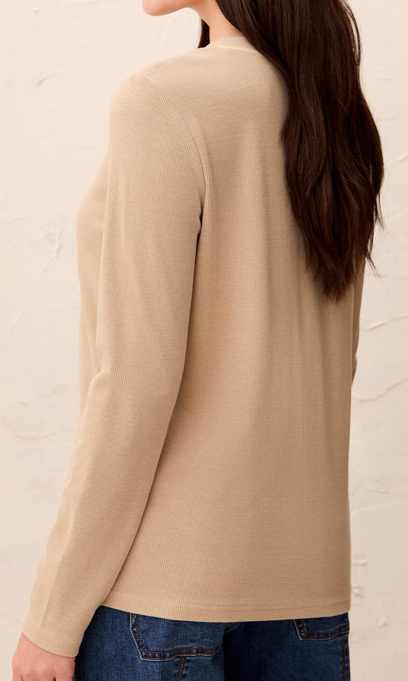 Cotton-Modal Ribbed Henley Top