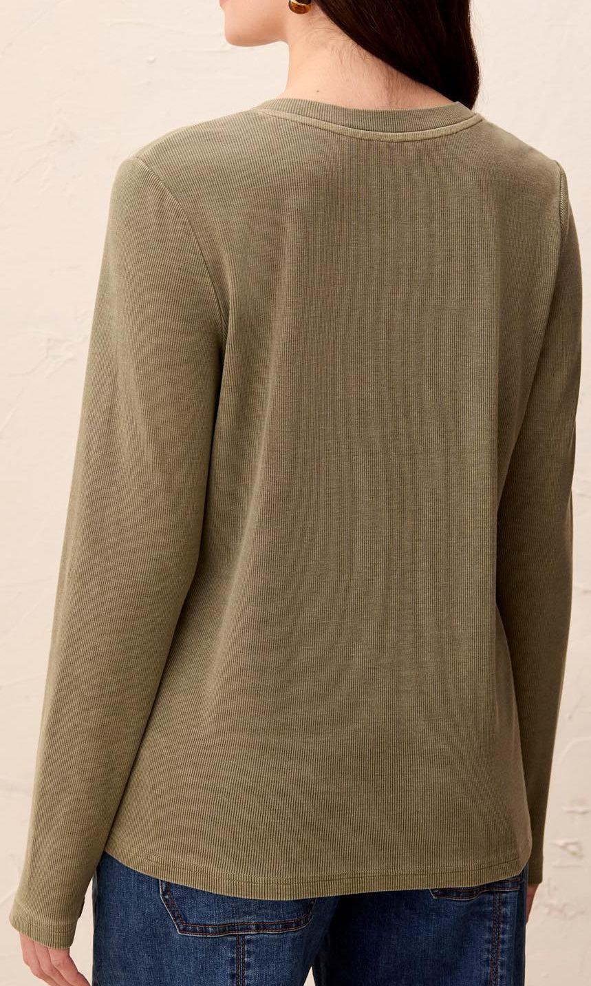 Cotton-Modal Ribbed Henley Top