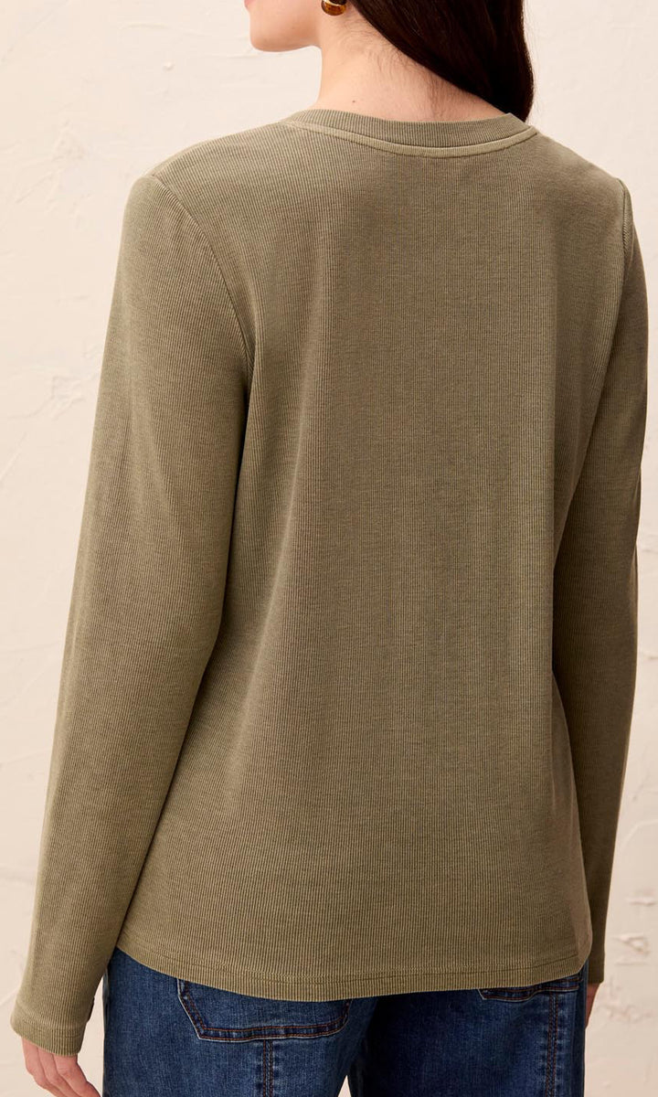 Cotton-Modal Ribbed Henley Top