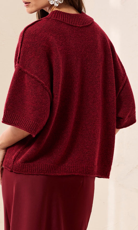 Oversized Short Sleeve Knit Sweater
